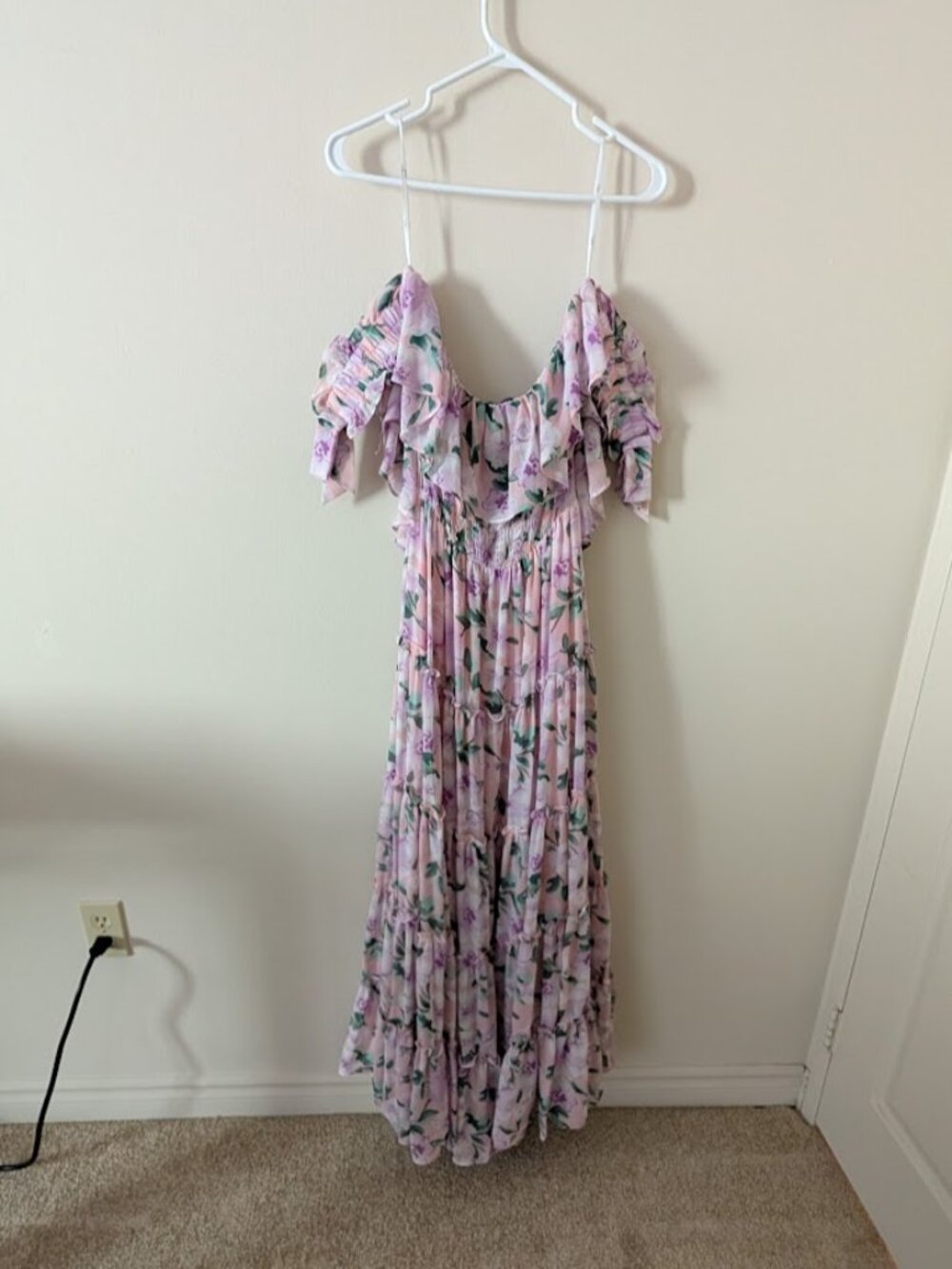 Lulus Purple Off the Shoulder Floral Dress